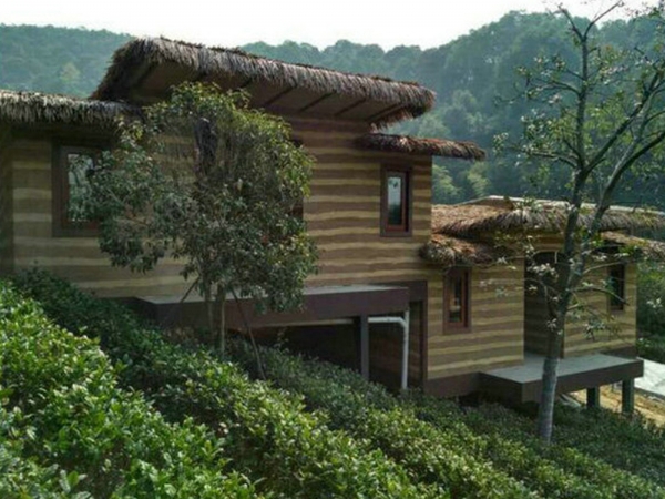 Yellow mud plastered walls of retro folk houses in Hangzhou, Zhejiang
